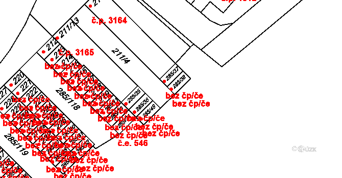 Brno 45524190 na parcele st. 285/38 v KÚ Žabovřesky, Katastrální mapa