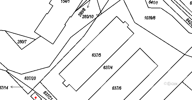 Holešov 47613190 na parcele st. 637/5 v KÚ Všetuly, Katastrální mapa