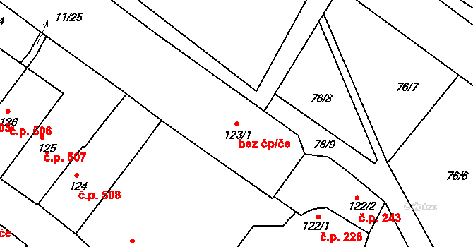 Slavonice 47966190 na parcele st. 123/1 v KÚ Slavonice, Katastrální mapa