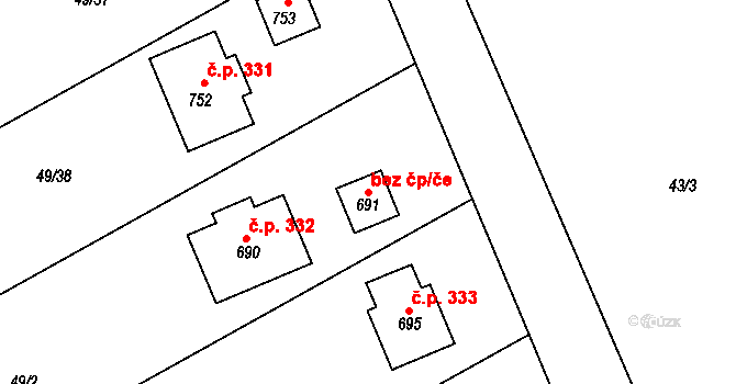 Dolní Studénky 49974190 na parcele st. 691 v KÚ Dolní Studénky, Katastrální mapa