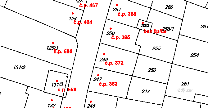 Drnovice 372 na parcele st. 249 v KÚ Drnovice u Vyškova, Katastrální mapa
