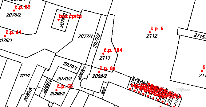 Pražské Předměstí 154, Vysoké Mýto na parcele st. 2113 v KÚ Vysoké Mýto, Katastrální mapa