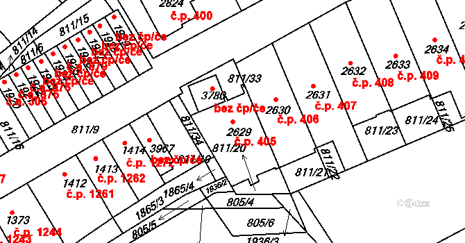 Slaný 405 na parcele st. 2629 v KÚ Slaný, Katastrální mapa