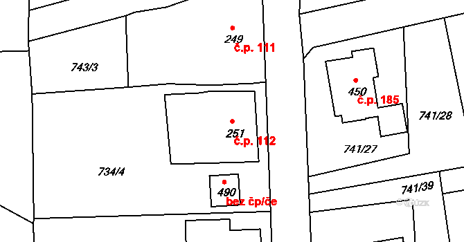 Dolní Kamenice 112, Česká Kamenice na parcele st. 251 v KÚ Dolní Kamenice, Katastrální mapa