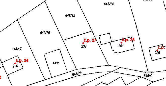 Bojov 27, Čisovice na parcele st. 237 v KÚ Čisovice, Katastrální mapa