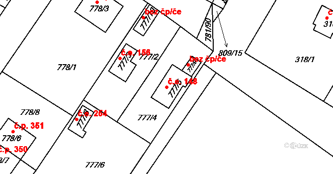 Lhota 148, Plzeň na parcele st. 777/5 v KÚ Lhota u Dobřan, Katastrální mapa