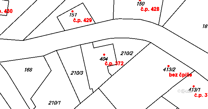 Lipová 372 na parcele st. 404 v KÚ Lipová u Šluknova, Katastrální mapa