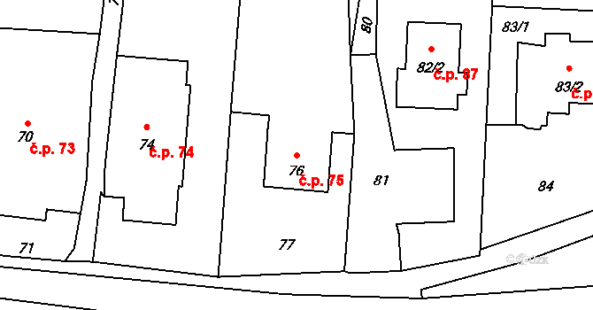 Maršíkov 75, Velké Losiny na parcele st. 76 v KÚ Maršíkov, Katastrální mapa