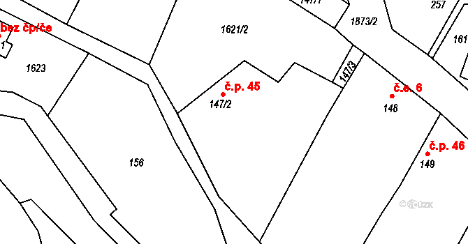 Heřmanov 45, Kolešovice na parcele st. 147/2 v KÚ Kolešovice, Katastrální mapa
