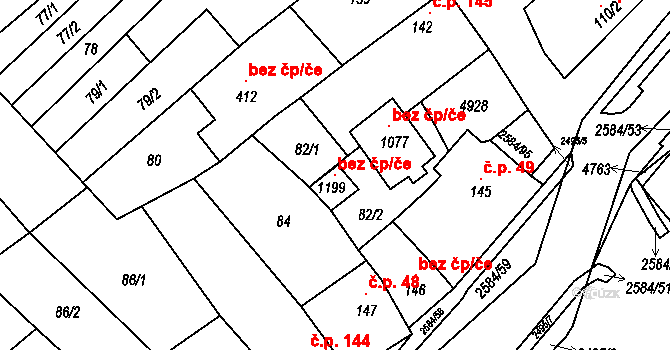 Bořetice 104288191 na parcele st. 1199 v KÚ Bořetice u Hustopečí, Katastrální mapa