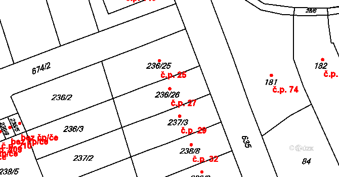 Přerov VIII-Henčlov 27, Přerov na parcele st. 236/26 v KÚ Henčlov, Katastrální mapa