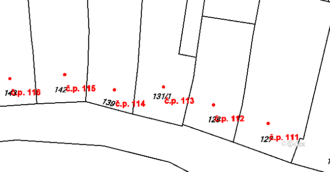 Hranice IV-Drahotuše 113, Hranice na parcele st. 131/1 v KÚ Drahotuše, Katastrální mapa
