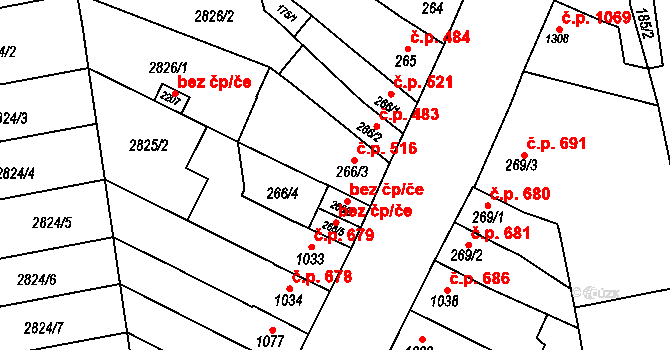 Kojetín I-Město 516, Kojetín na parcele st. 266/3 v KÚ Kojetín, Katastrální mapa