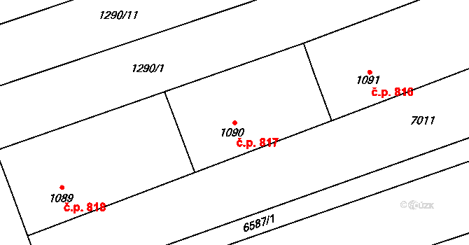 Kojetín I-Město 817, Kojetín na parcele st. 1090 v KÚ Kojetín, Katastrální mapa