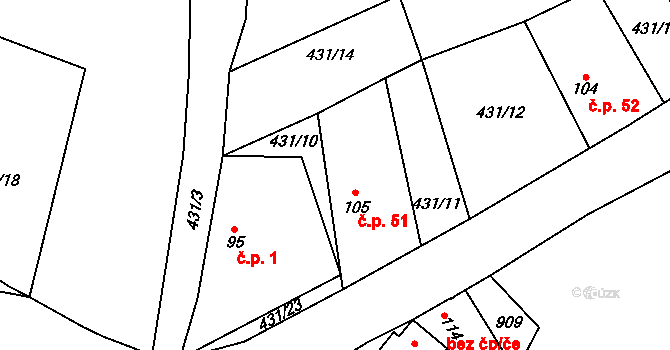 Lomeček 1, Úmonín na parcele st. 95 v KÚ Lomec u Úmonína, Katastrální mapa