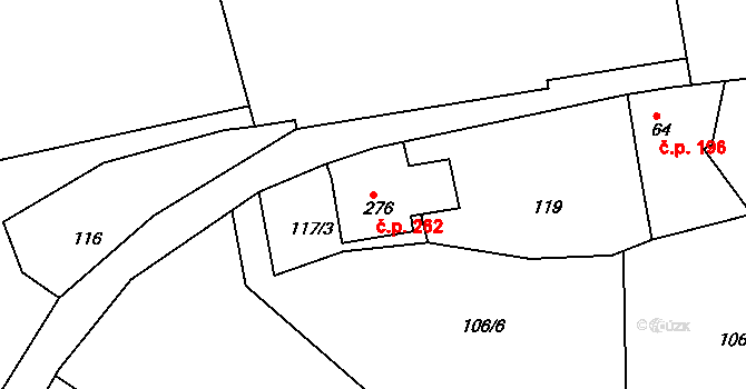 Hazlov 262 na parcele st. 276 v KÚ Hazlov, Katastrální mapa