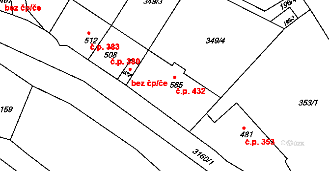 Bečov nad Teplou 432 na parcele st. 565 v KÚ Bečov nad Teplou, Katastrální mapa