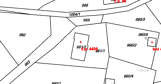 Proseč nad Nisou 4496, Jablonec nad Nisou na parcele st. 991/2 v KÚ Proseč nad Nisou, Katastrální mapa