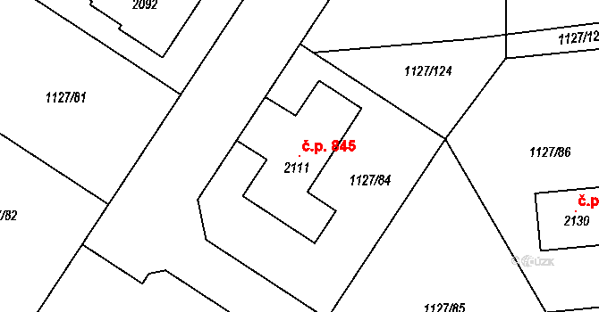 Holýšov 845 na parcele st. 2111 v KÚ Holýšov, Katastrální mapa