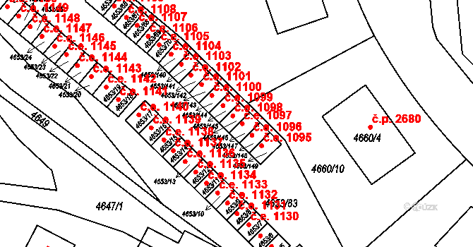 Jihlava 1097 na parcele st. 4653/147 v KÚ Jihlava, Katastrální mapa