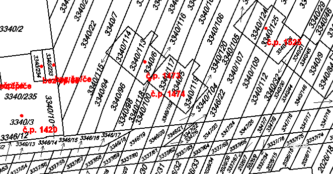 Dubňany 1474 na parcele st. 3340/5 v KÚ Dubňany, Katastrální mapa