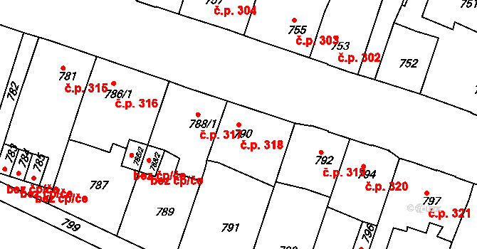 Pod Cvilínem 318, Krnov na parcele st. 790 v KÚ Opavské Předměstí, Katastrální mapa
