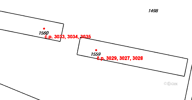Kladno 3027,3028,3029 na parcele st. 1559 v KÚ Kladno, Katastrální mapa