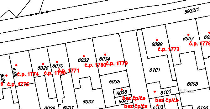Kročehlavy 1779, Kladno na parcele st. 6034 v KÚ Kročehlavy, Katastrální mapa