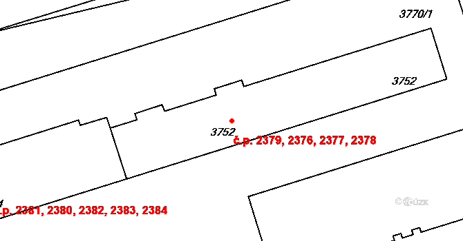 Kročehlavy 2376,2377,2378,2379, Kladno na parcele st. 3752 v KÚ Kročehlavy, Katastrální mapa