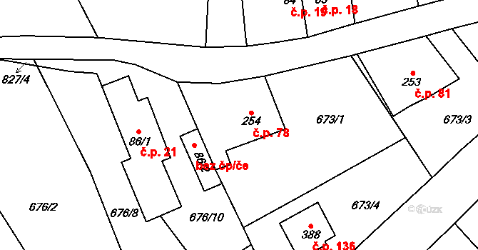 Žernovka 78, Mukařov na parcele st. 254 v KÚ Žernovka, Katastrální mapa