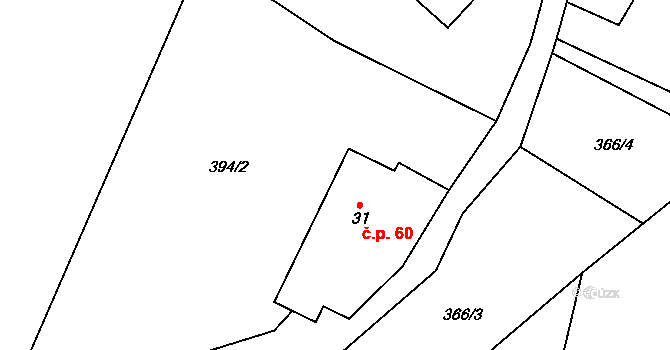 Křížlice 60, Jestřabí v Krkonoších na parcele st. 31 v KÚ Křížlice, Katastrální mapa