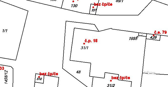 Tetín 18 na parcele st. 31/1 v KÚ Tetín u Berouna, Katastrální mapa
