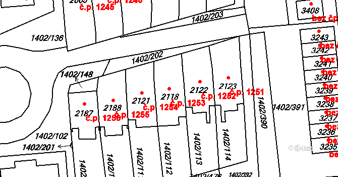 Stříbro 1253 na parcele st. 2118 v KÚ Stříbro, Katastrální mapa