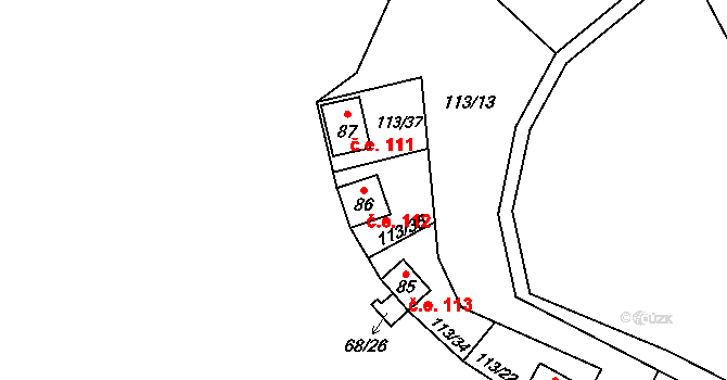Štěnkov 112, Třebechovice pod Orebem na parcele st. 86 v KÚ Štěnkov, Katastrální mapa