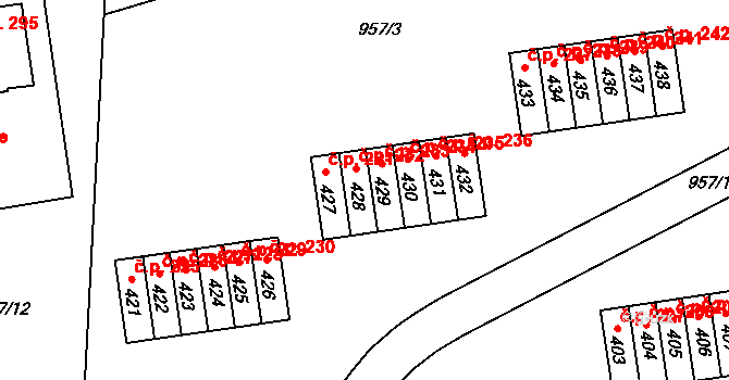 Chvalšiny 232 na parcele st. 428 v KÚ Chvalšiny, Katastrální mapa