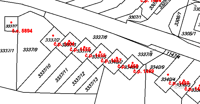 Střekov 1457, Ústí nad Labem na parcele st. 3337/5 v KÚ Střekov, Katastrální mapa