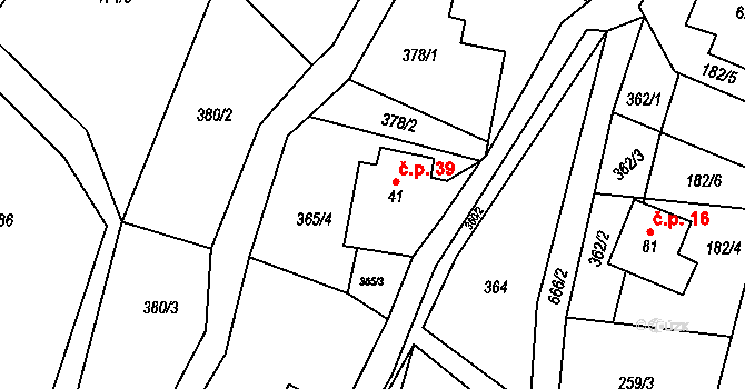 Petrovičky 39, Mladkov na parcele st. 41 v KÚ Petrovičky u Mladkova, Katastrální mapa