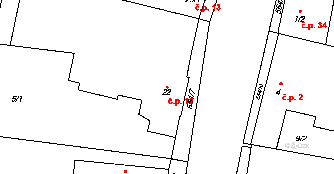 Kojatín 12 na parcele st. 22 v KÚ Kojatín, Katastrální mapa