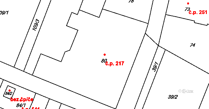 Skřečoň 217, Bohumín na parcele st. 80 v KÚ Skřečoň, Katastrální mapa