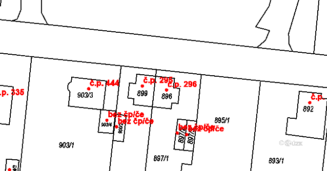 Děčín XXXII-Boletice nad Labem 296, Děčín na parcele st. 896 v KÚ Boletice nad Labem, Katastrální mapa