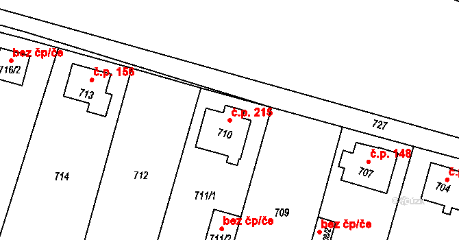 Děčín XXXI-Křešice 215, Děčín na parcele st. 710 v KÚ Křešice u Děčína, Katastrální mapa