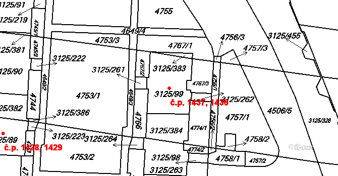 Řečkovice 1436,1437, Brno na parcele st. 3125/99 v KÚ Řečkovice, Katastrální mapa