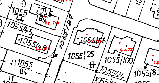 Rychnov u Jablonce nad Nisou 721 na parcele st. 1055/56 v KÚ Rychnov u Jablonce nad Nisou, Katastrální mapa
