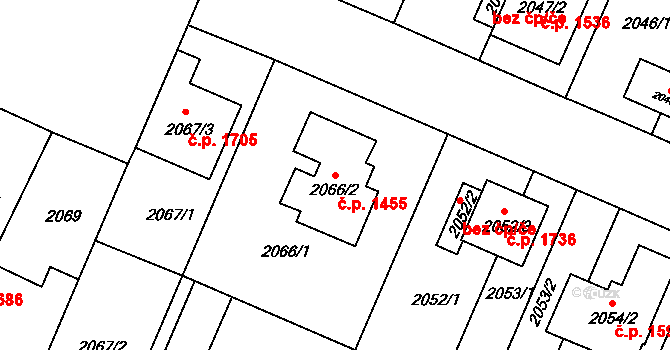 Trnovany 1455, Teplice na parcele st. 2066/2 v KÚ Teplice-Trnovany, Katastrální mapa