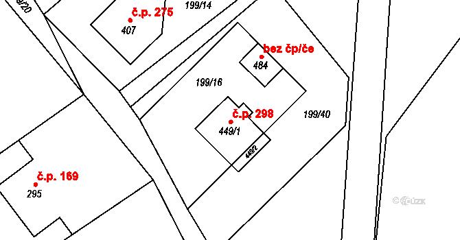 Milíkov 298 na parcele st. 449/1 v KÚ Milíkov u Jablunkova, Katastrální mapa