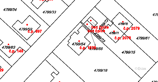 Místek 1638, Frýdek-Místek na parcele st. 4799/54 v KÚ Místek, Katastrální mapa