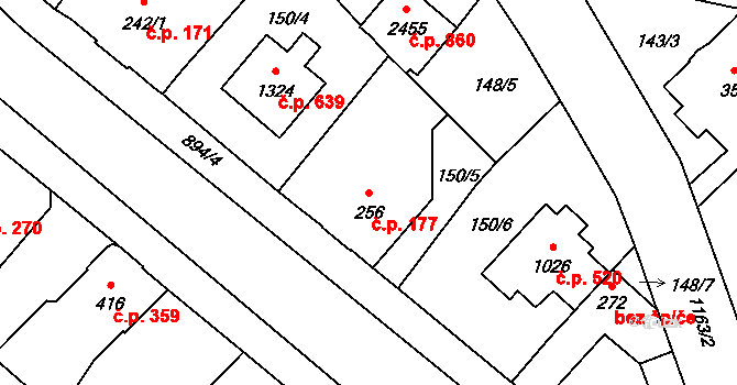 Úšovice 177, Mariánské Lázně na parcele st. 256 v KÚ Úšovice, Katastrální mapa