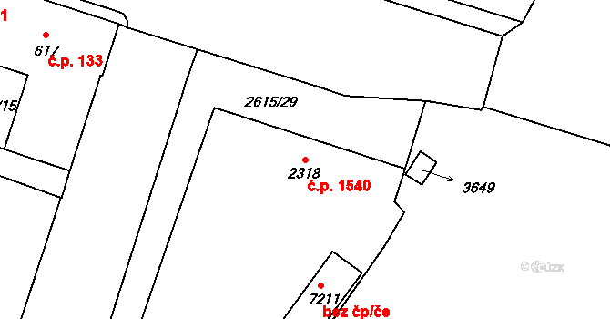 Cheb 1540 na parcele st. 2318 v KÚ Cheb, Katastrální mapa