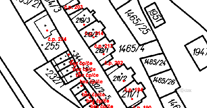 Oloví 202 na parcele st. 219/1 v KÚ Oloví, Katastrální mapa