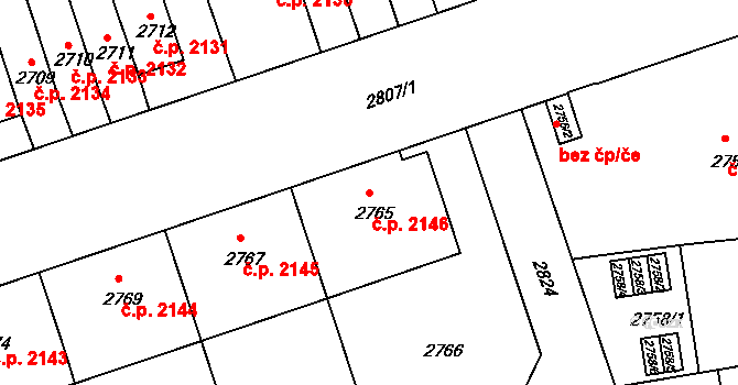 Žižkov 2146, Praha na parcele st. 2765 v KÚ Žižkov, Katastrální mapa